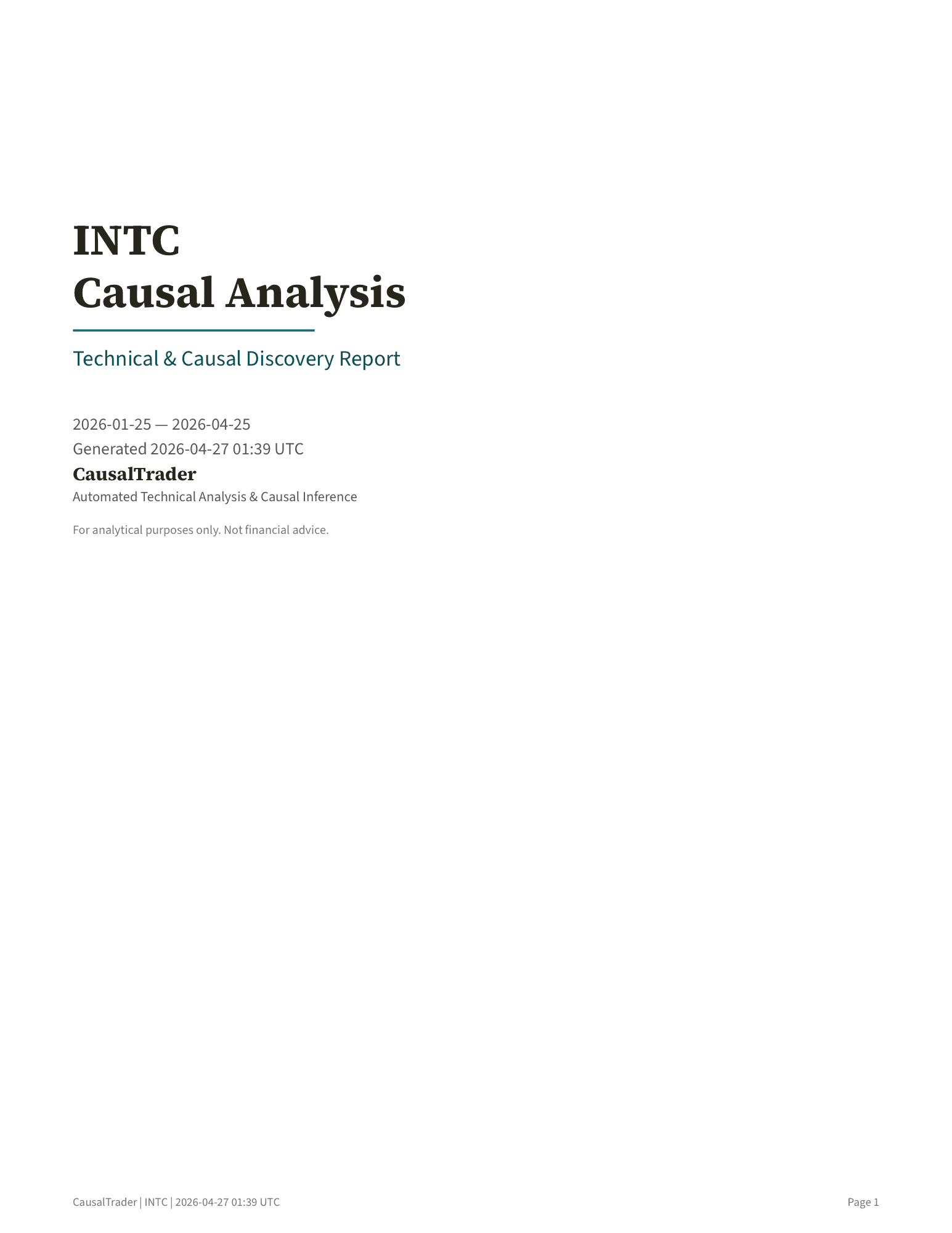 First page of the CausalTrader sample report for INTC